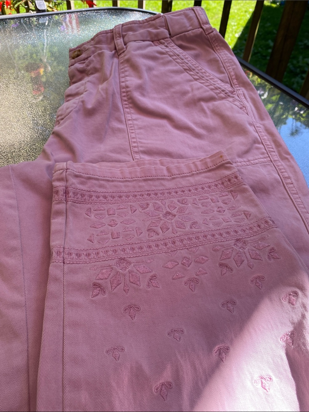 Coldwater Creek Light pastel Pink with embroidery on the calf of pants